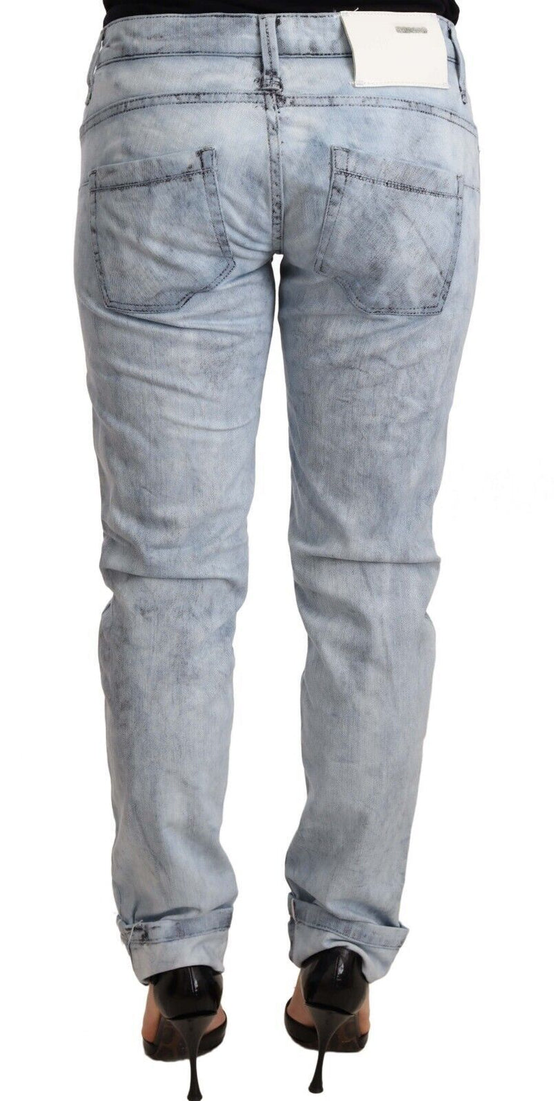 Pantalon en jean Acht en coton bleu clair délavé, avec revers au bas.