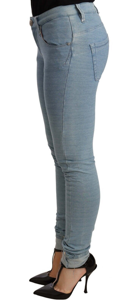 Pantalon en jean pour femme, coupe slim, taille haute, en coton extensible bleu, avec ourlet.