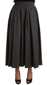 Jupe trapèze taille haute en laine grise de Dolce &amp; Gabbana