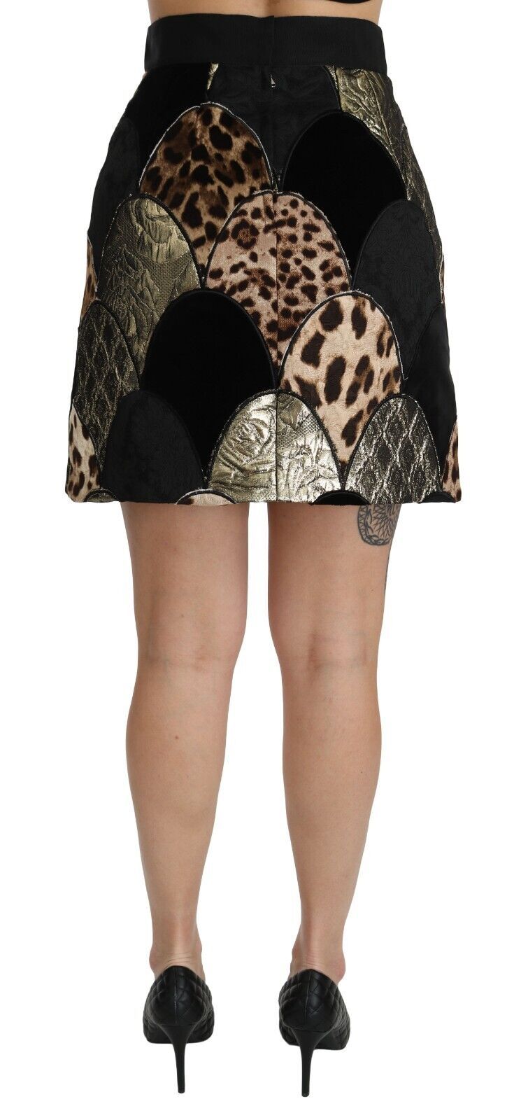 Jupe mini taille haute à imprimé léopard multicolore de Dolce &amp; Gabbana
