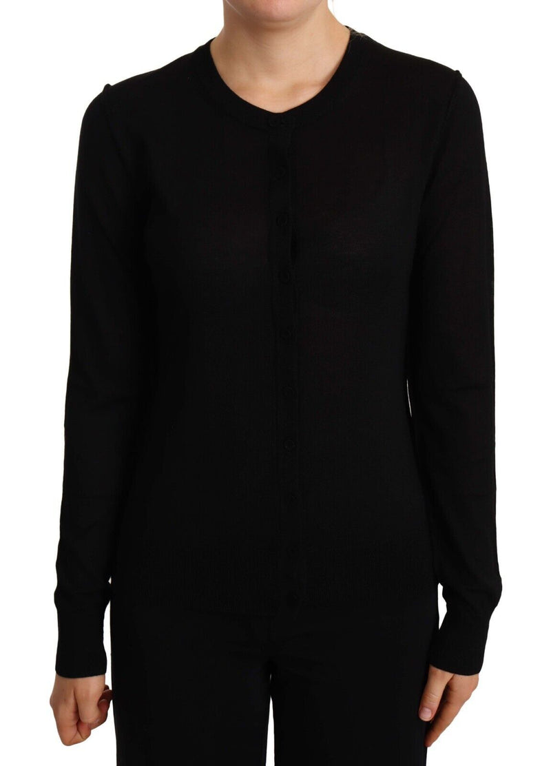 Pull en laine noir à col rond Dolce &amp; Gabbana, modèle STAFF.