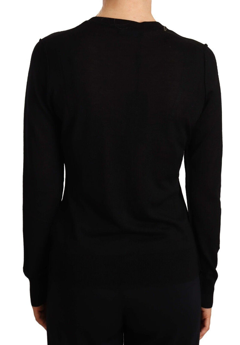 Pull en laine noir à col rond Dolce &amp; Gabbana, modèle STAFF.