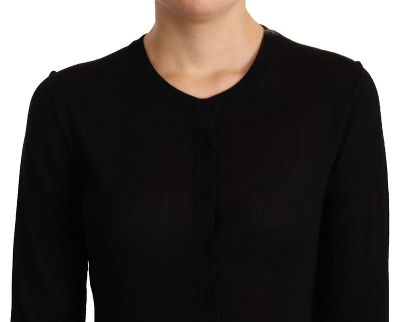 Pull en laine noir à col rond Dolce &amp; Gabbana, modèle STAFF.