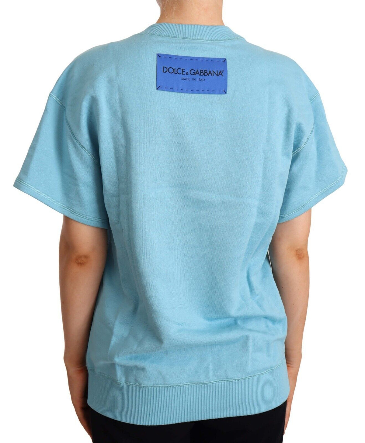 Top en coton bleu à manches courtes et col rond de Dolce &amp; Gabbana