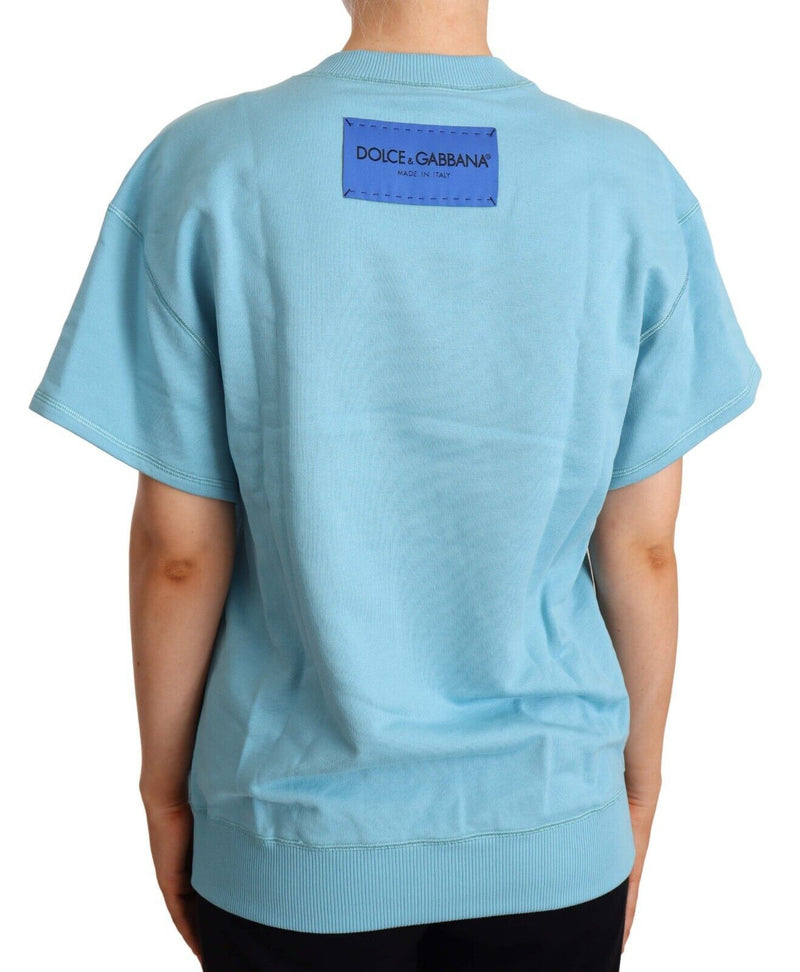 Top en coton bleu à manches courtes et col rond de Dolce &amp; Gabbana