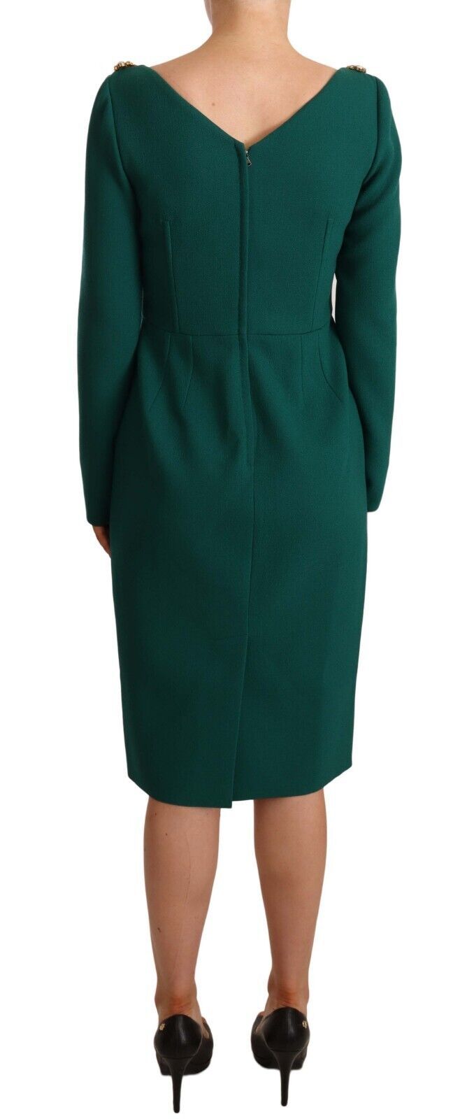 Robe midi en crêpe extensible verte à cristaux de Dolce &amp; Gabbana