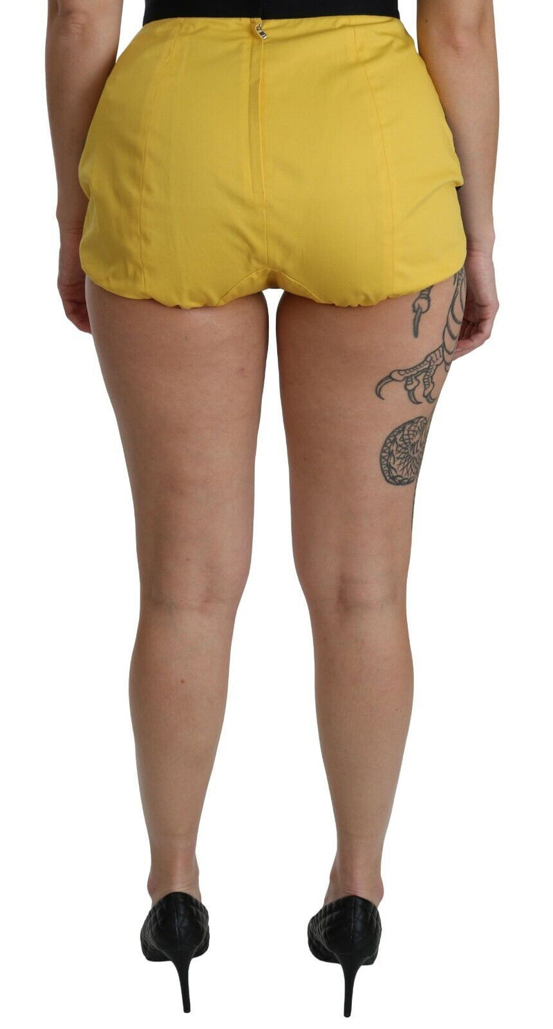 Shorts Dolce &amp; Gabbana en coton jaune et noir, ornés de strass.