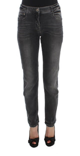 Pantalon en jean stretch en coton mélangé, gris lavé, Ermanno Scervino