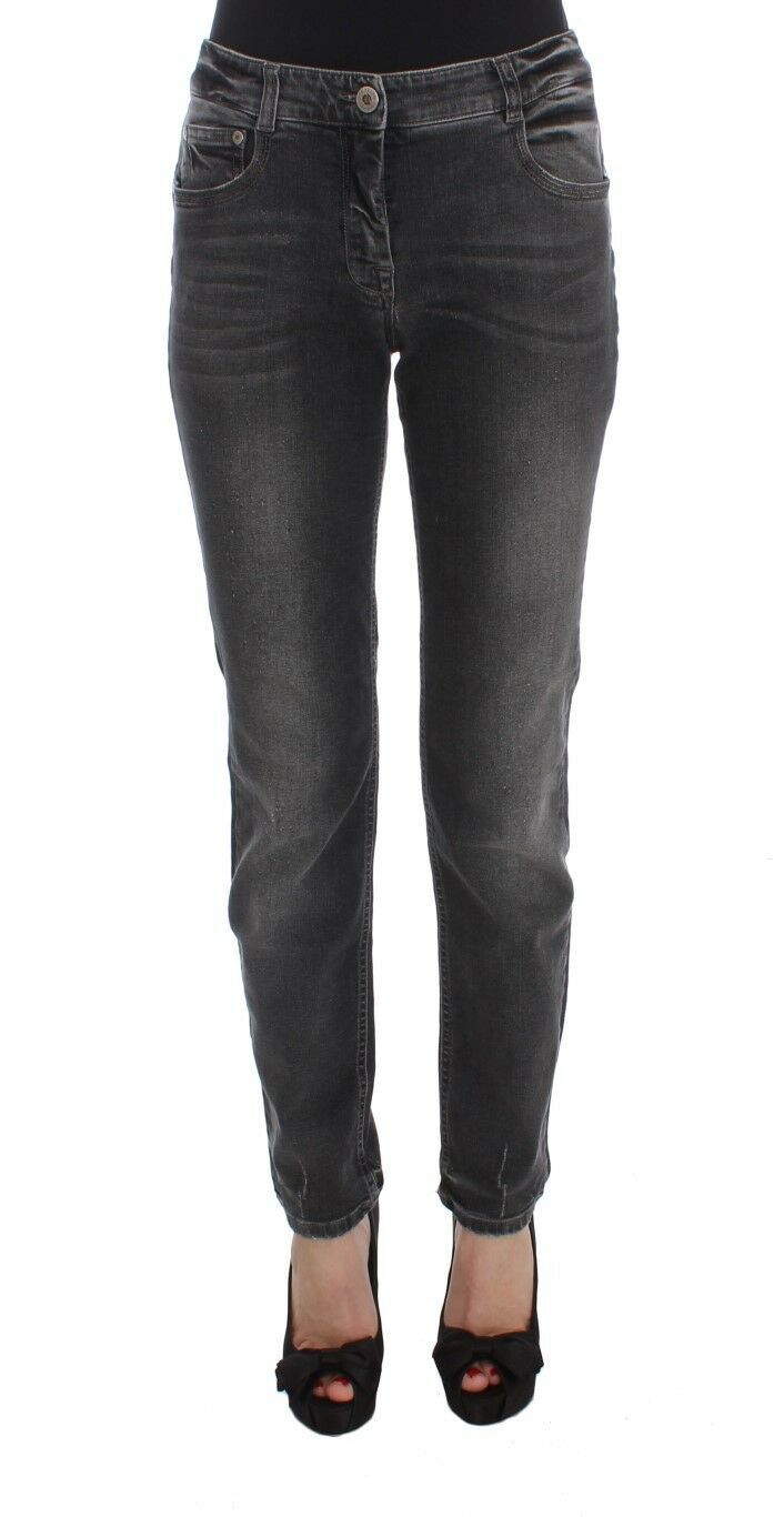 Pantalon en jean stretch en coton mélangé, gris lavé, Ermanno Scervino