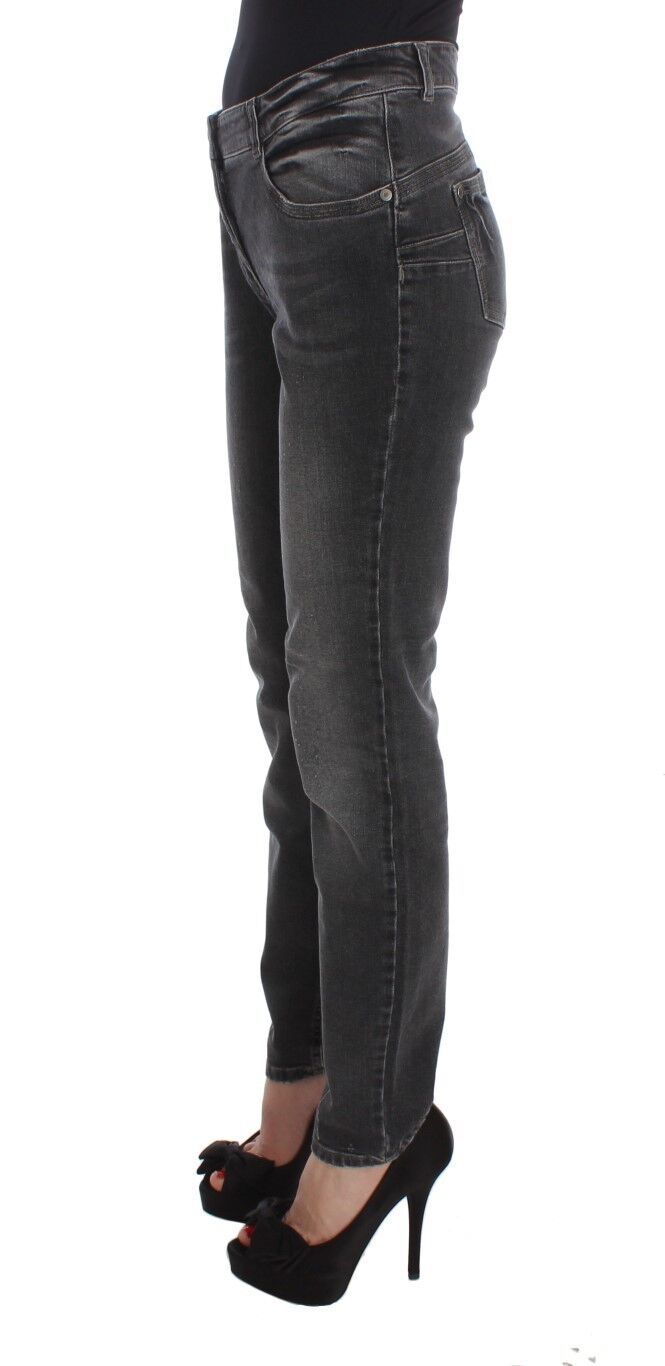 Pantalon en jean stretch en coton mélangé, gris lavé, Ermanno Scervino