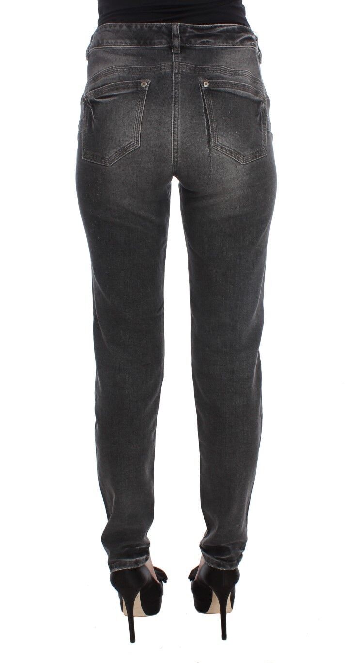 Pantalon en jean stretch en coton mélangé, gris lavé, Ermanno Scervino