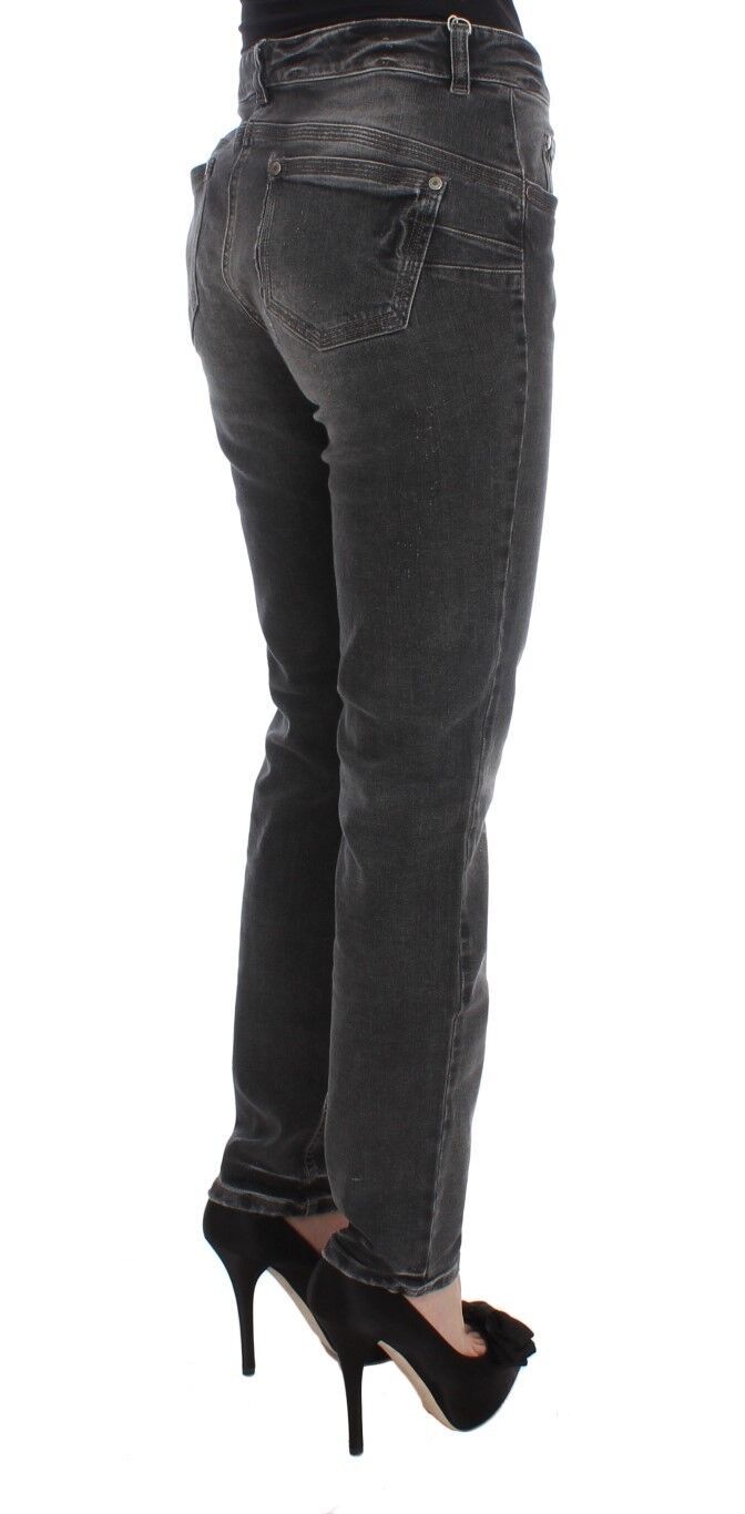 Pantalon en jean stretch en coton mélangé, gris lavé, Ermanno Scervino