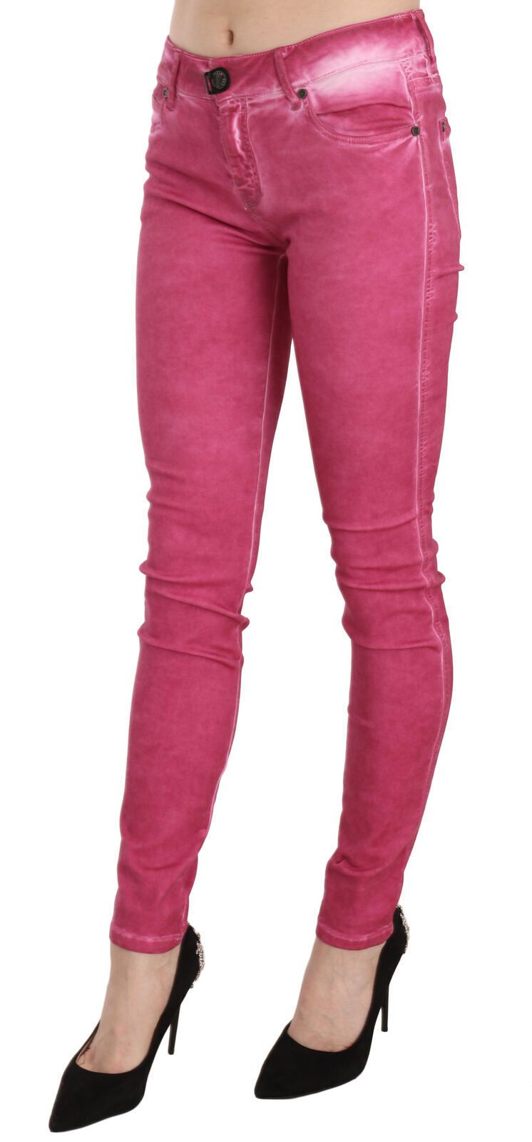 Pantalon skinny en velours rose à taille mi-hauteur de Dolce &amp; Gabbana