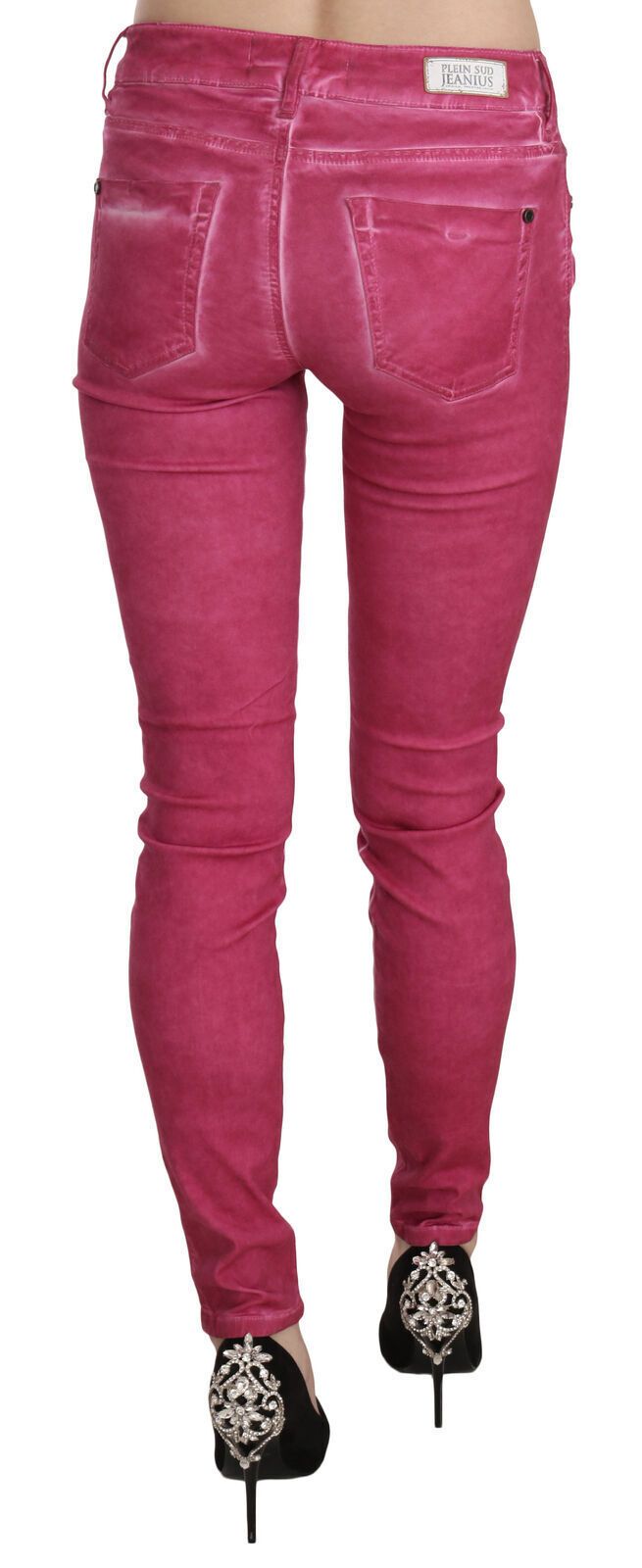 Pantalon skinny en velours rose à taille mi-hauteur de Dolce &amp; Gabbana