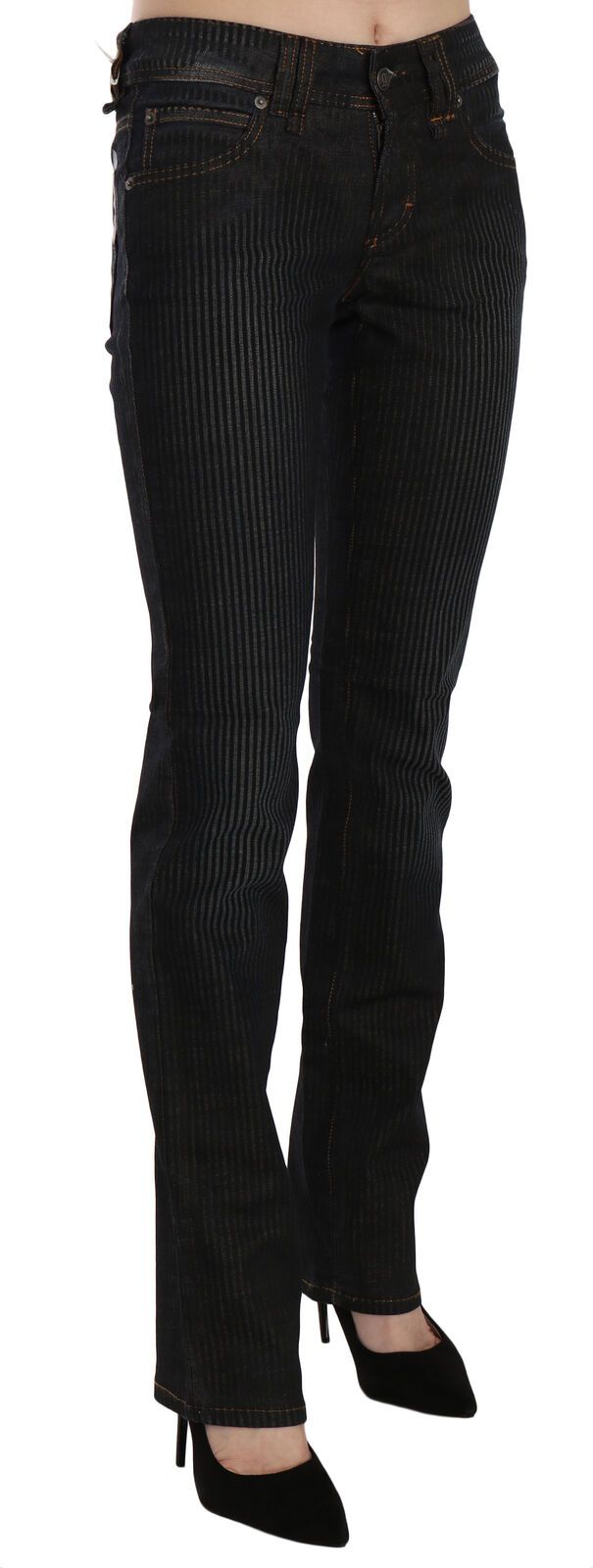 Pantalon décontracté en jean en velours côtelé noir, taille mi-hauteur et coupe slim de John Galliano.