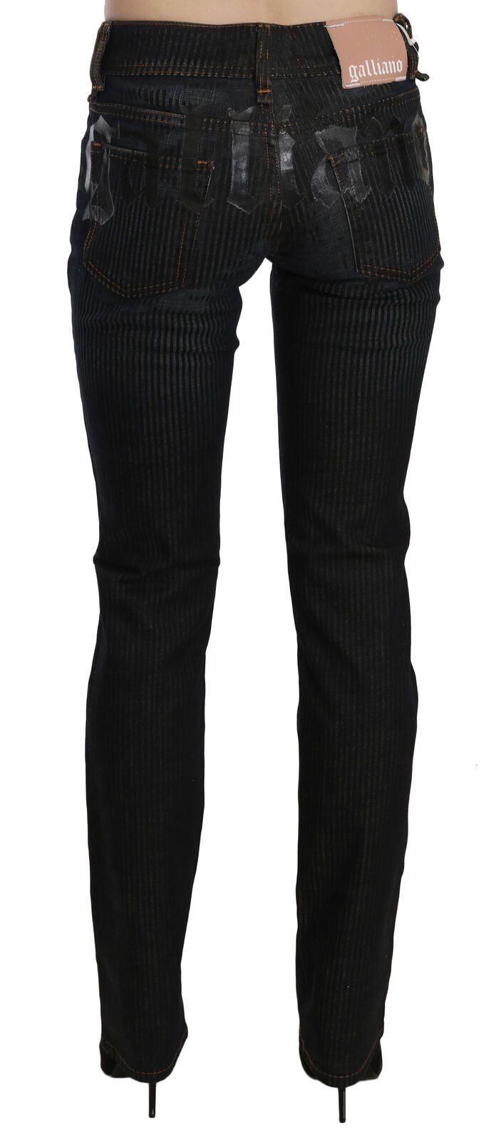 Pantalon décontracté en jean en velours côtelé noir, taille mi-hauteur et coupe slim de John Galliano.