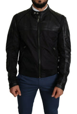 Dolce & Gabbana - Veste bomber pour homme en nylon noir à fermeture éclair intégrale