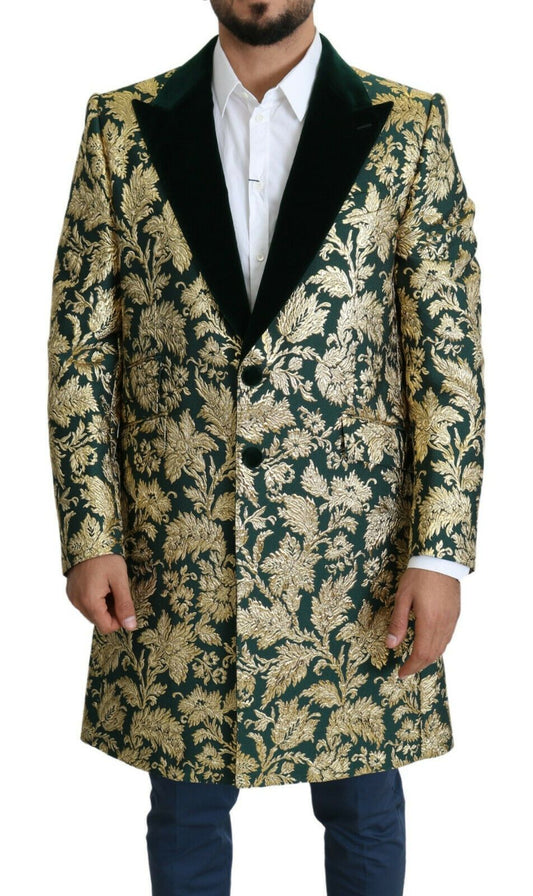Dolce & Gabbana DOLCE & GABBANA Veste SICILIA Long manteau en jacquard vert doré