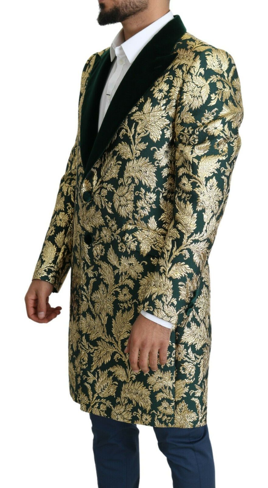 Dolce & Gabbana DOLCE & GABBANA Veste SICILIA Long manteau en jacquard vert doré