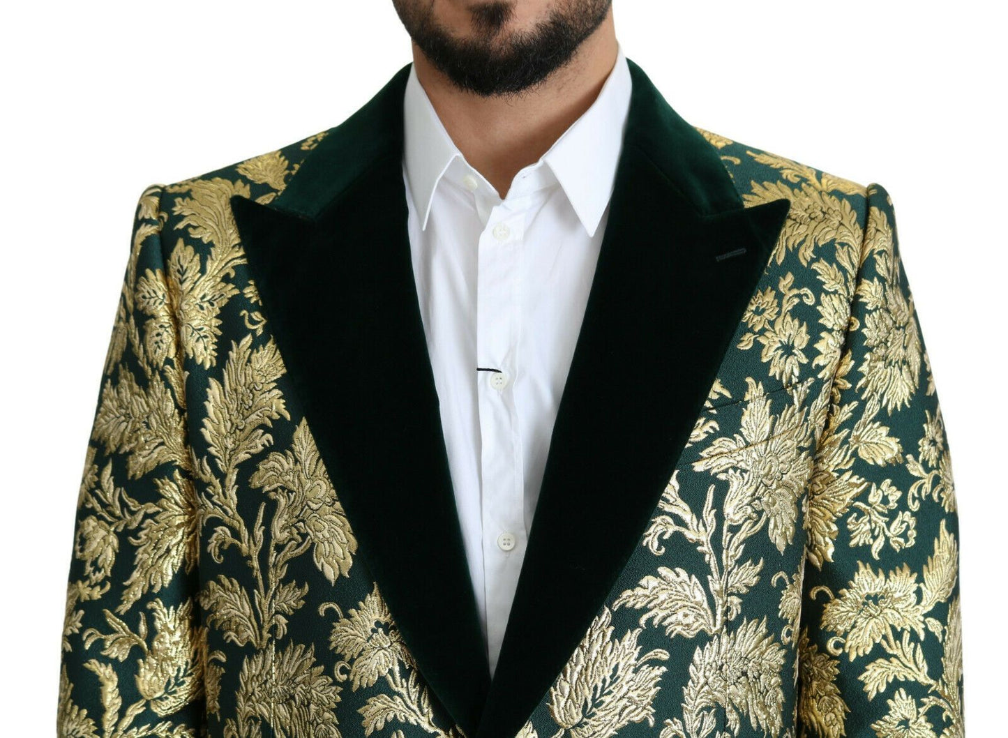Dolce & Gabbana DOLCE & GABBANA Veste SICILIA Long manteau en jacquard vert doré