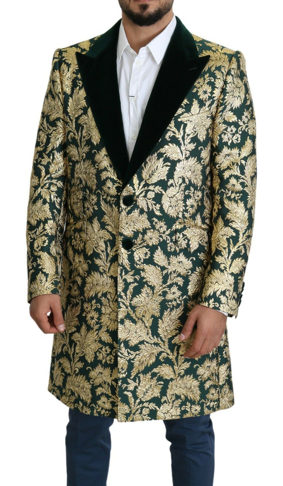 Dolce & Gabbana DOLCE & GABBANA Veste SICILIA Long manteau en jacquard vert doré