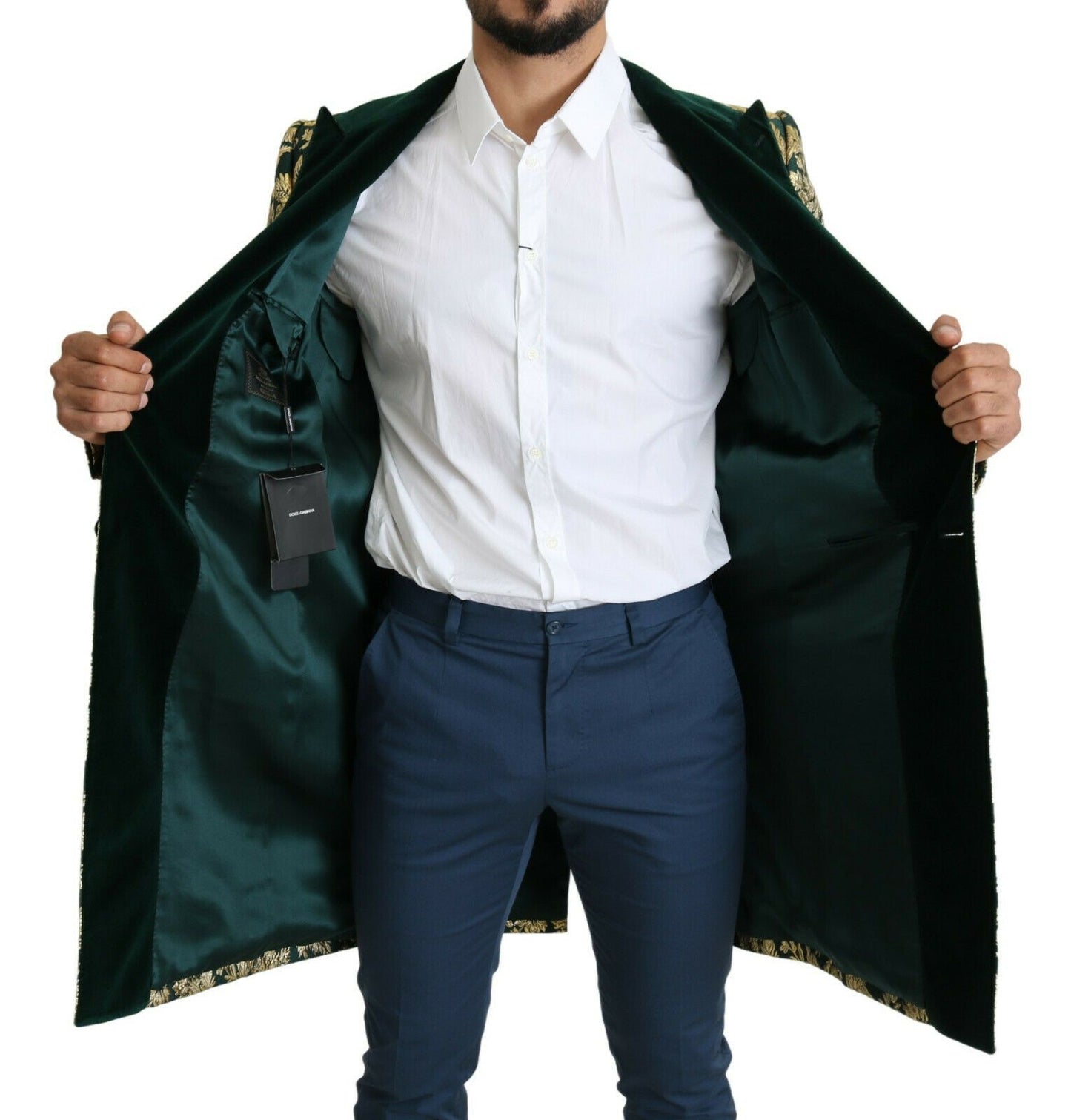 Dolce & Gabbana DOLCE & GABBANA Veste SICILIA Long manteau en jacquard vert doré