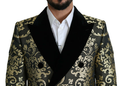 Dolce & Gabbana Long manteau SICILIA en jacquard noir et or