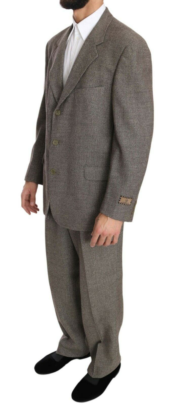 Costume-tailleur à simple boutonnage, en laine marron, de Fendi.