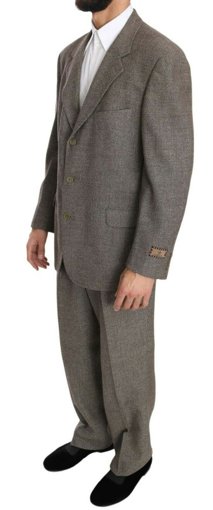 Costume-tailleur à simple boutonnage, en laine marron, de Fendi.