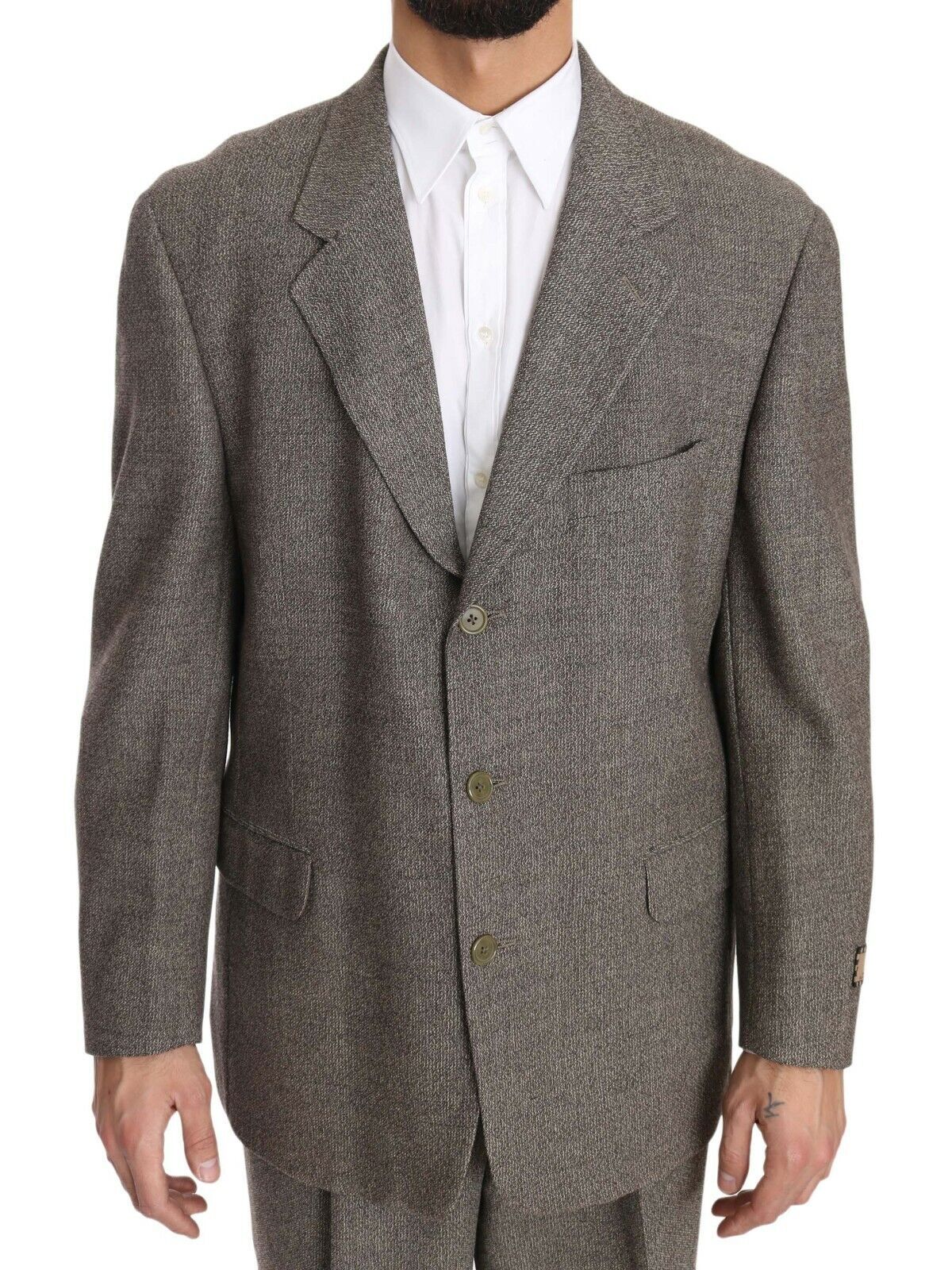 Costume-tailleur à simple boutonnage, en laine marron, de Fendi.