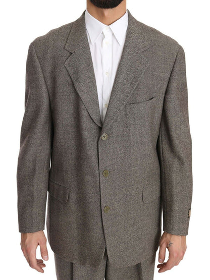 Costume-tailleur à simple boutonnage, en laine marron, de Fendi.