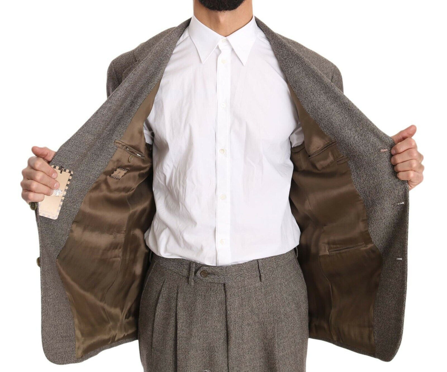 Costume-tailleur à simple boutonnage, en laine marron, de Fendi.
