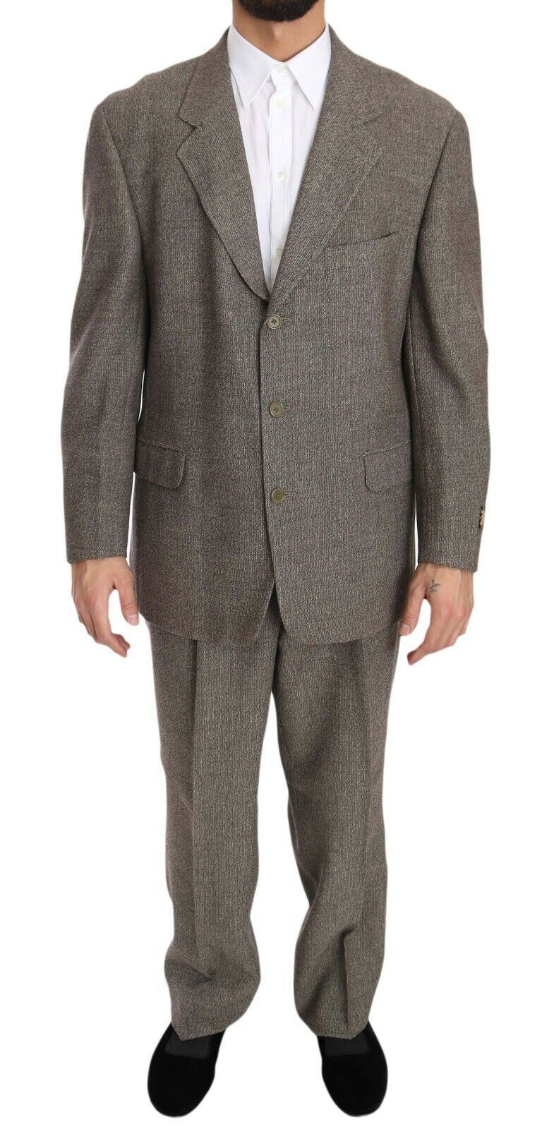 Costume-tailleur à simple boutonnage, en laine marron, de Fendi.