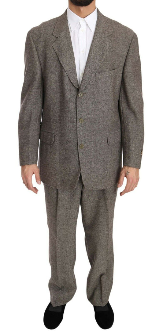 Costume-tailleur à simple boutonnage, en laine marron, de Fendi.