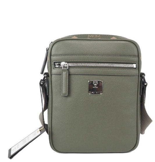 MCM Klassik Mini Sea Turtle Visetos multifunctionele crossbodytas van gemengd leer, groen.