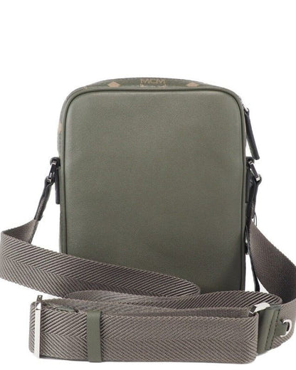 MCM Klassik Mini Sea Turtle Visetos multifunctionele crossbodytas van gemengd leer, groen.