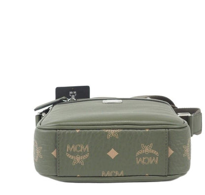 MCM Klassik Mini Sea Turtle Visetos multifunctionele crossbodytas van gemengd leer, groen.