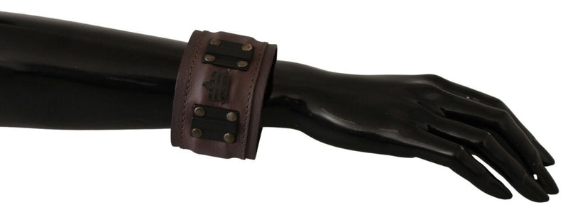 Bracelet à boucle large en cuir marron de marque Scervino Street