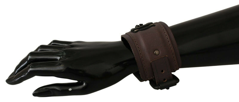 Bracelet à boucle large en cuir marron de marque Scervino Street