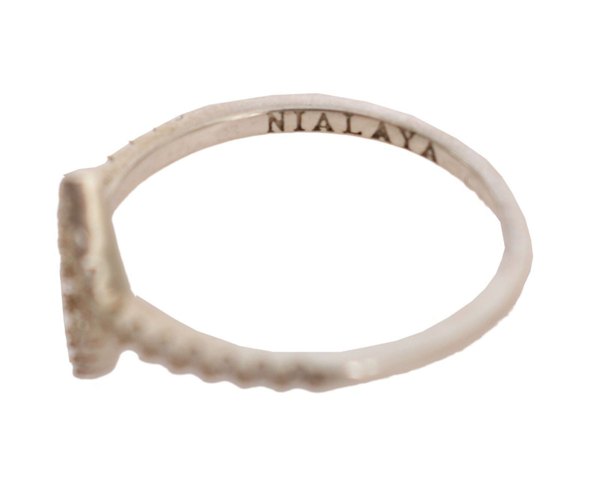 Bague Nialaya en argent 925 avec zircones cubiques transparents pour femme