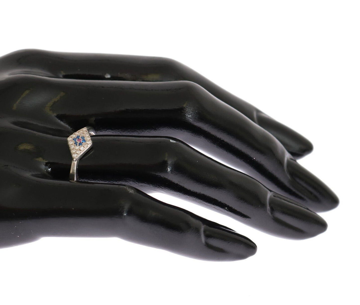 Nialaya Blue Red CZ 925 Zilveren Dames Heldere Ring