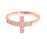 Bague Nialaya en or rose 925 et argent avec croix en oxyde de zirconium
