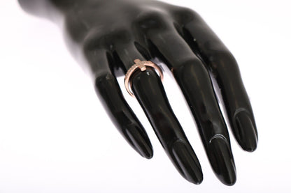 Nialaya roze gouden 925 zilveren damesring met kruis en zirkonia