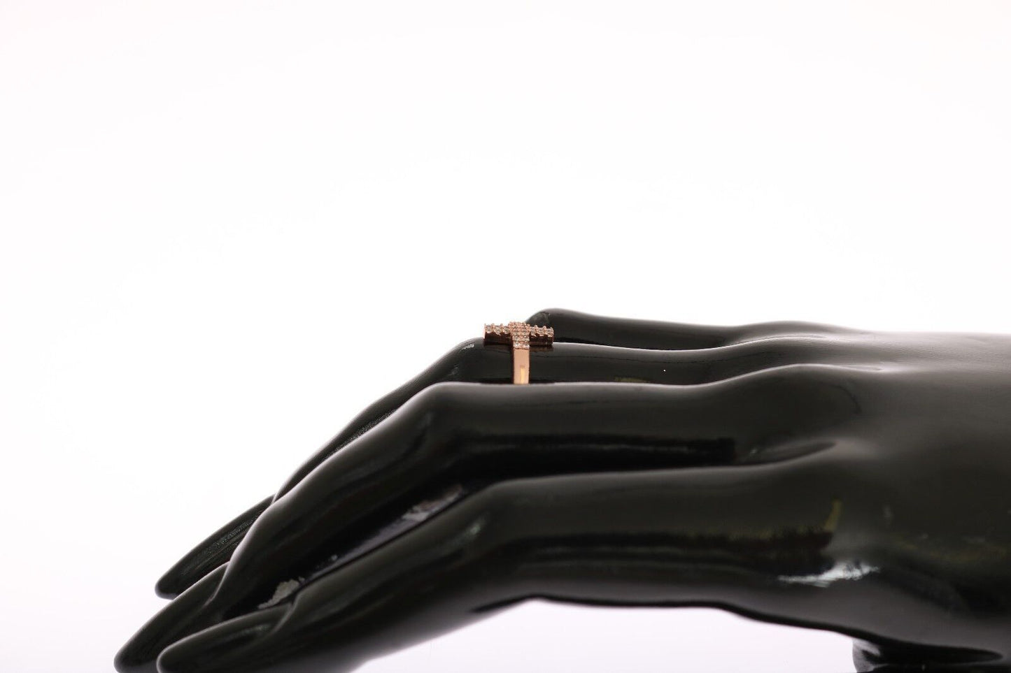 Nialaya roze gouden 925 zilveren damesring met kruis en zirkonia