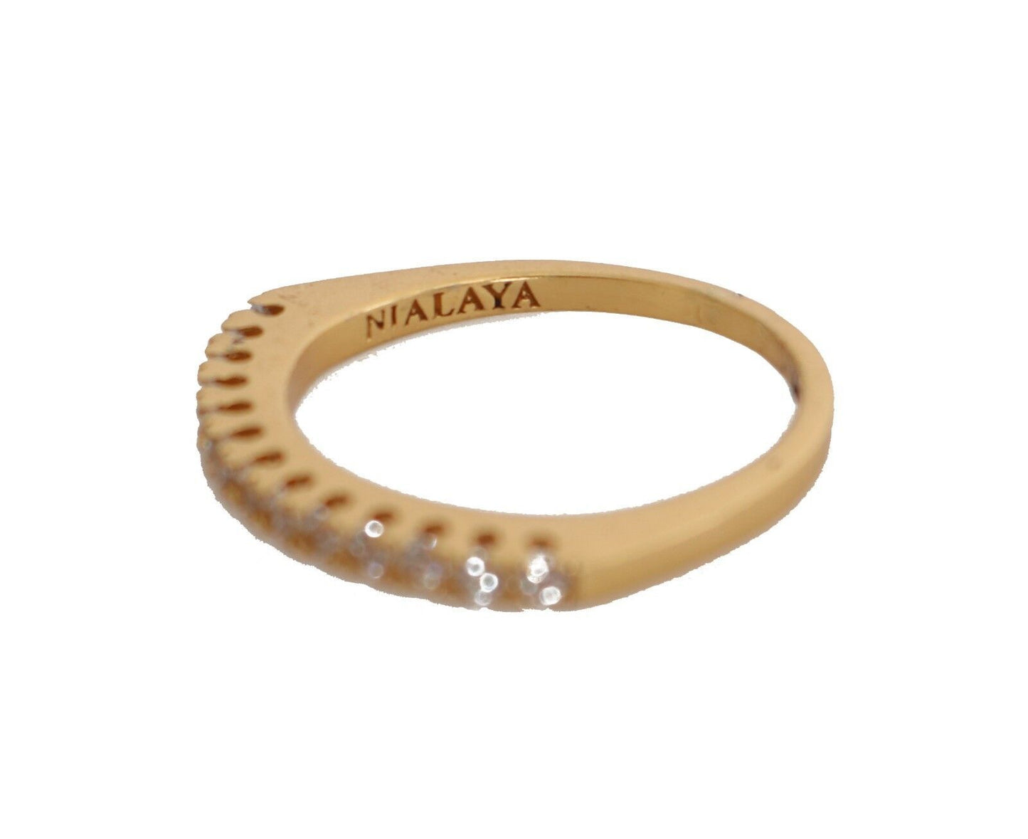 Nialaya Gold Authentieke Damesring met Heldere CZ Goud 925 Zilver
