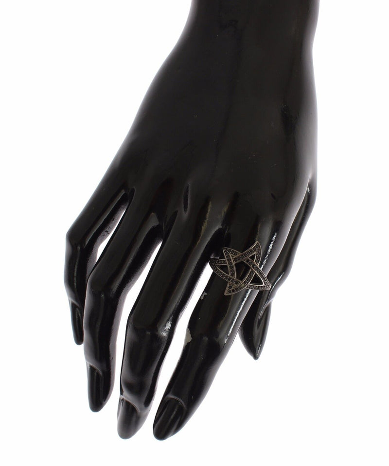Bague Nialaya pour femme en argent 925 rhodié et zircone cubique noire