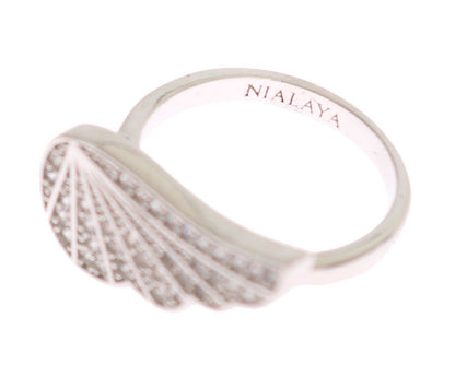 Nialaya Zilveren Dames Wing Clear CZ 925 Zilveren Ring