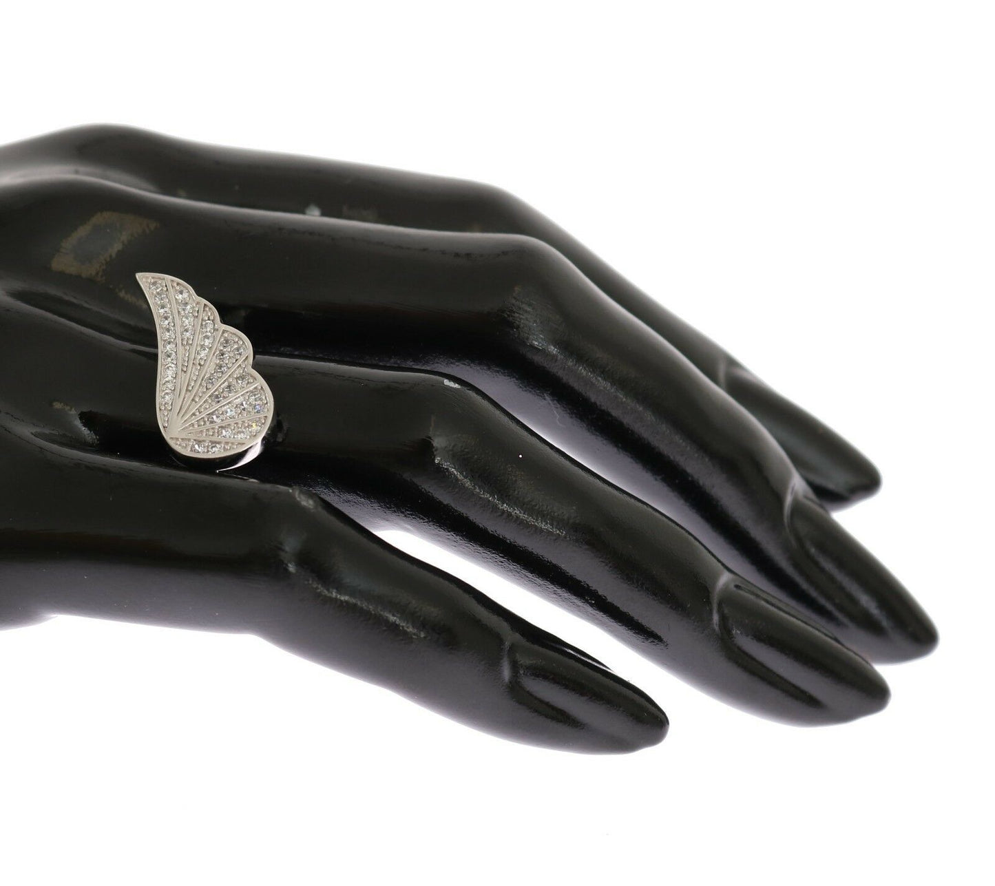 Nialaya Zilveren Dames Wing Clear CZ 925 Zilveren Ring