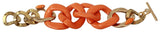 Bracelet large en laiton et plastique avec chaîne orange et or Ermanno Scervino
