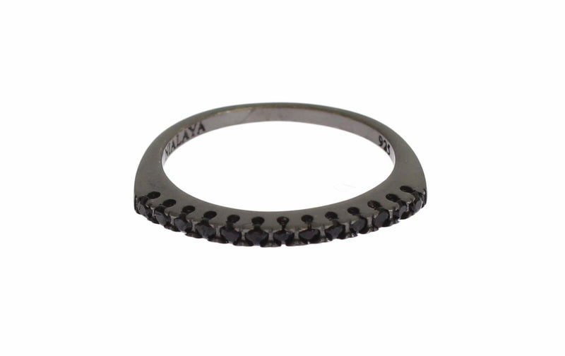 Bague Nialaya pour femme en argent 925 rhodié et zircone cubique noire